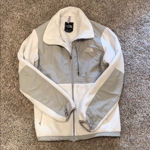 White and grey North Face Fleece jacket